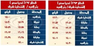 السكة الحديد تعلن مواعيد القطارات