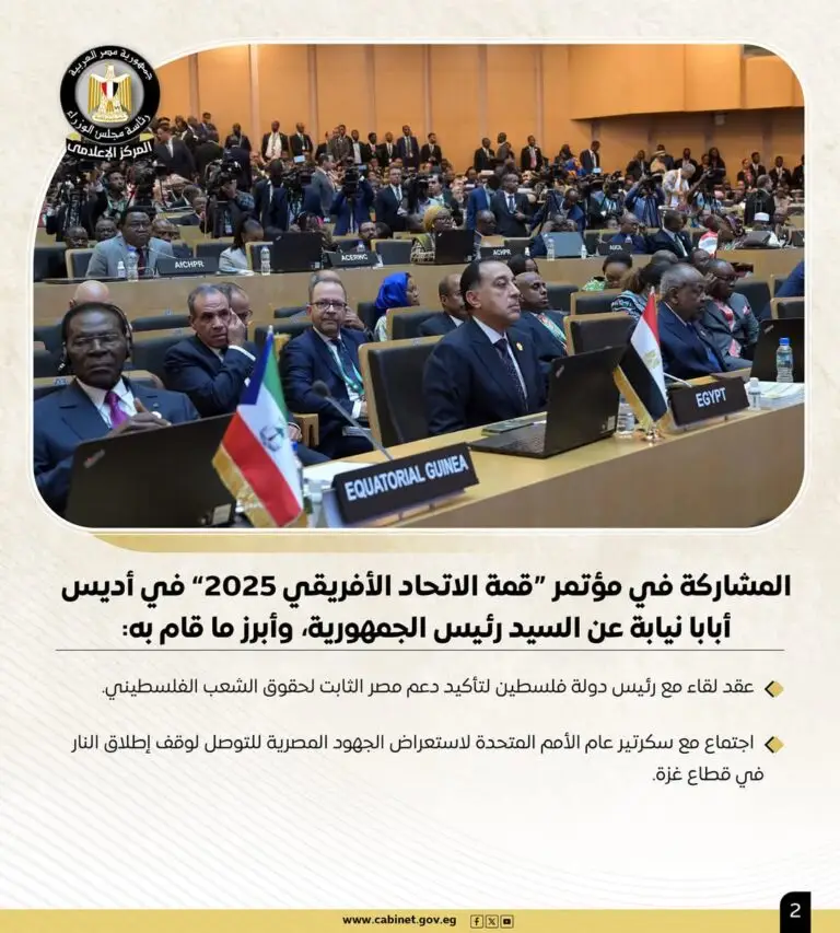 مدبولي يقضي أسبوعـاً حافلاً بالأنشطة