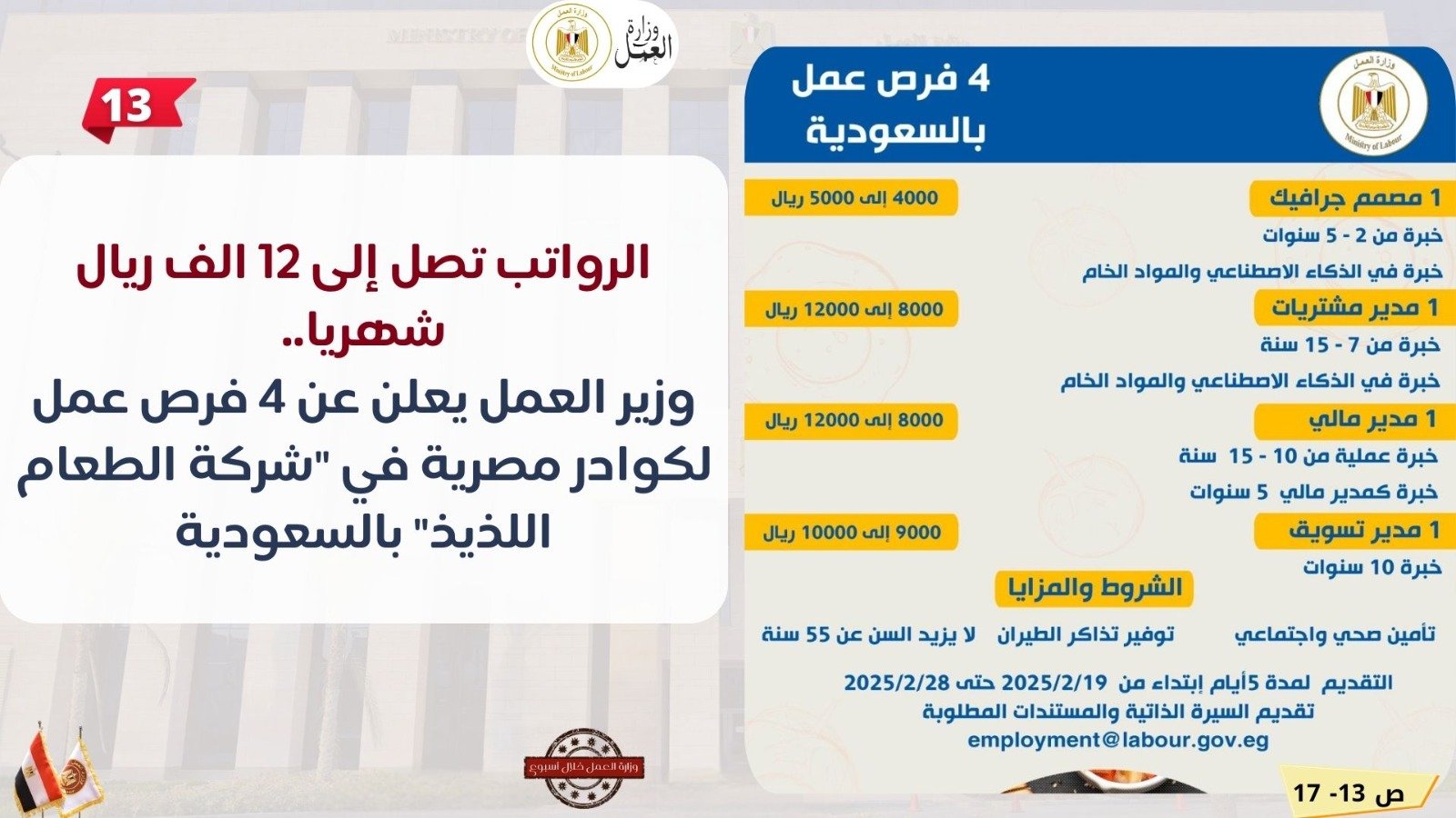 "بالانفوجراف" وزارة العمل في أسبوع